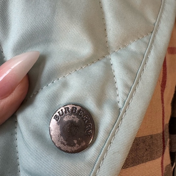 BURBERRY LONDON Quilted Mint Green Tiffany Blue Nova Check Lined Jacket Size XS - Picture 11 of 12